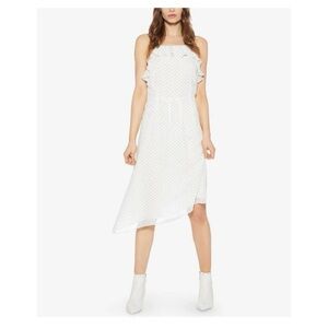 NWT Avec Les Filles White Polka Dot Casual Midi Asymmetrical Dress Size‎ L EUC